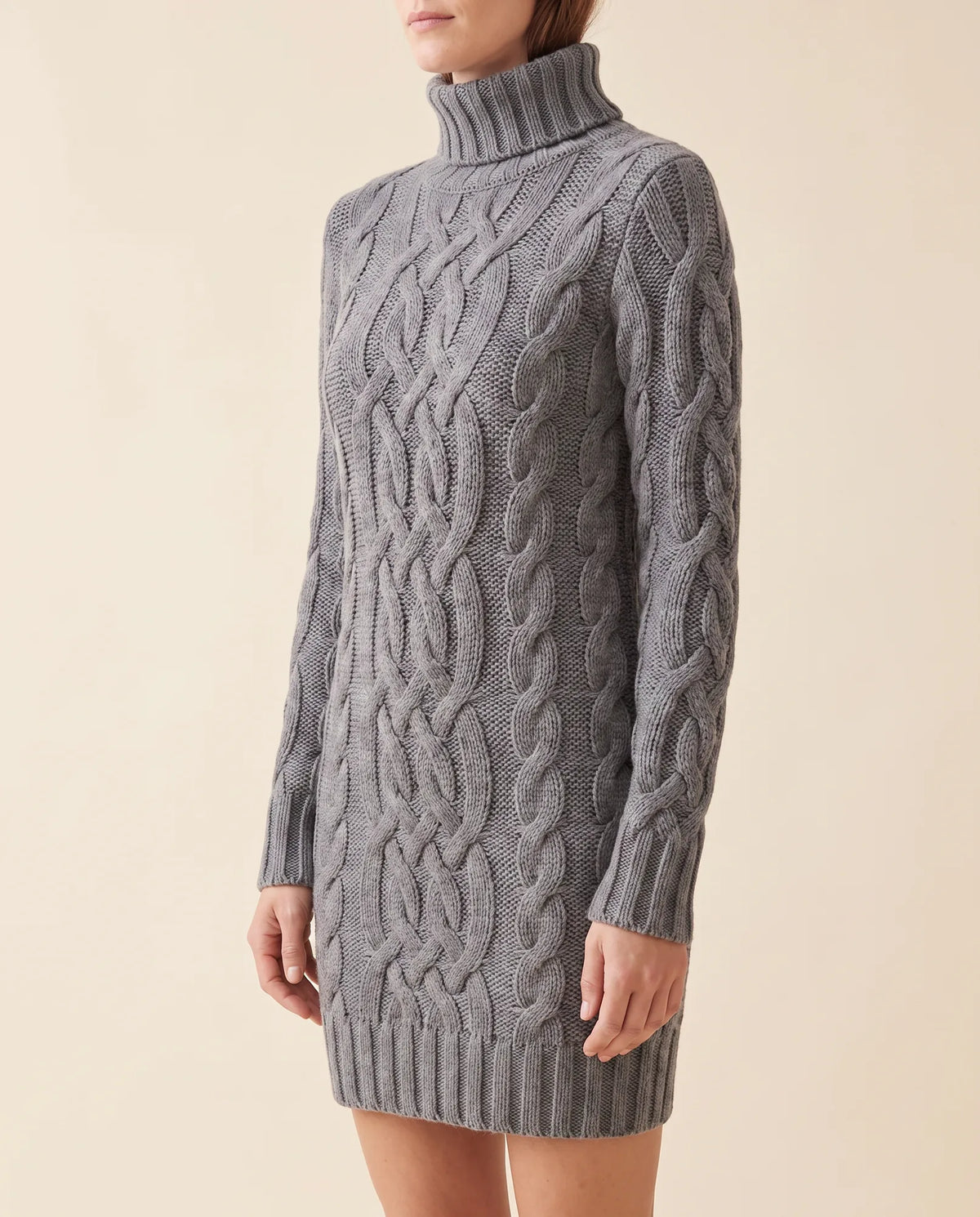 Cecily Sweater Dress for Women - Cable Knit Turtleneck Long Sleeve