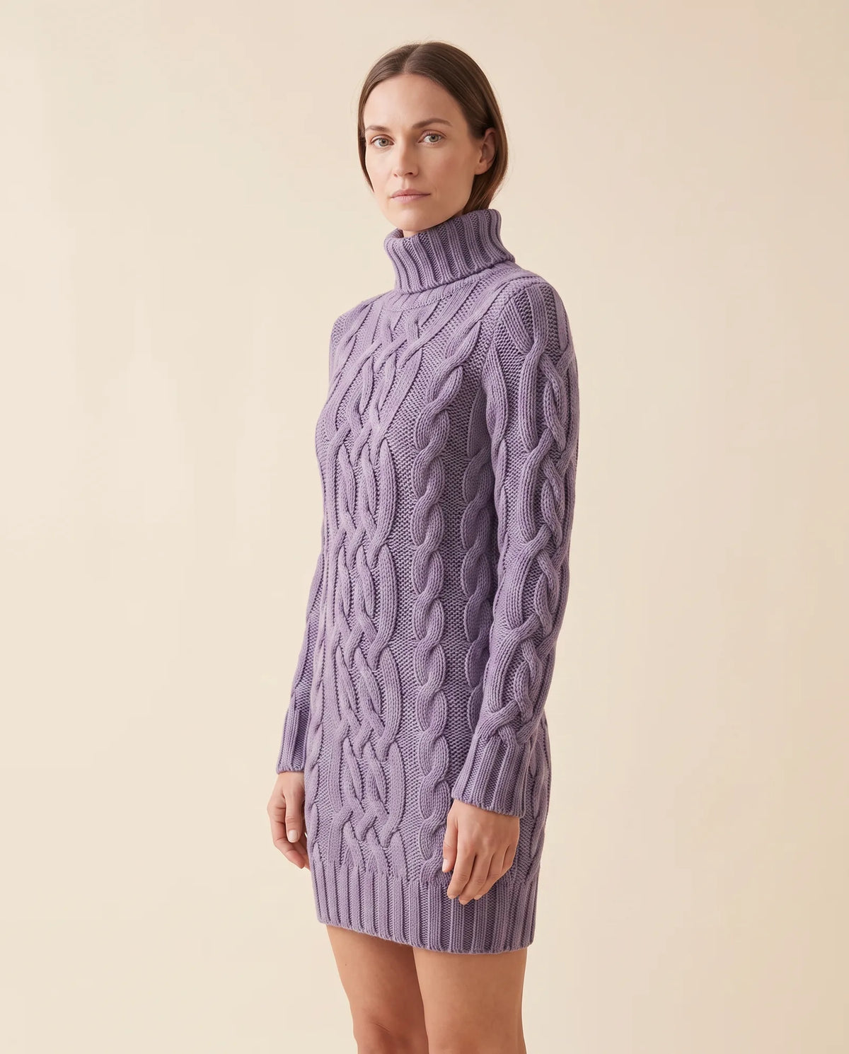Cecily Sweater Dress for Women - Cable Knit Turtleneck Long Sleeve