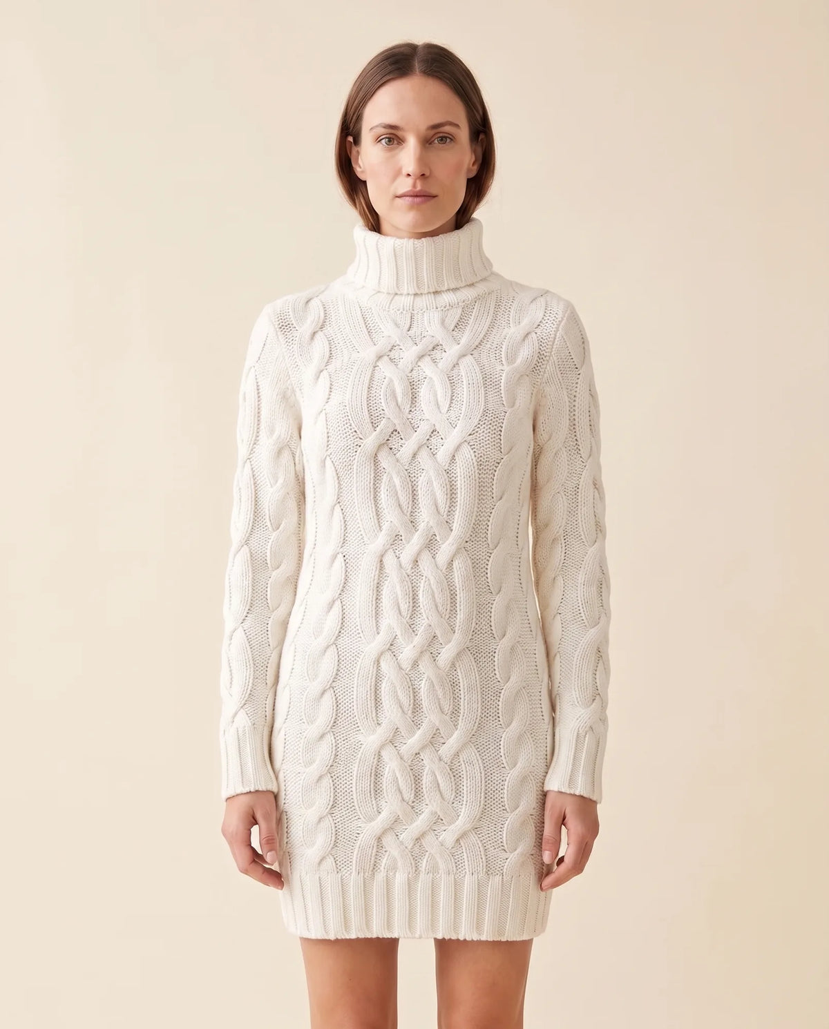 Cecily Sweater Dress for Women - Cable Knit Turtleneck Long Sleeve