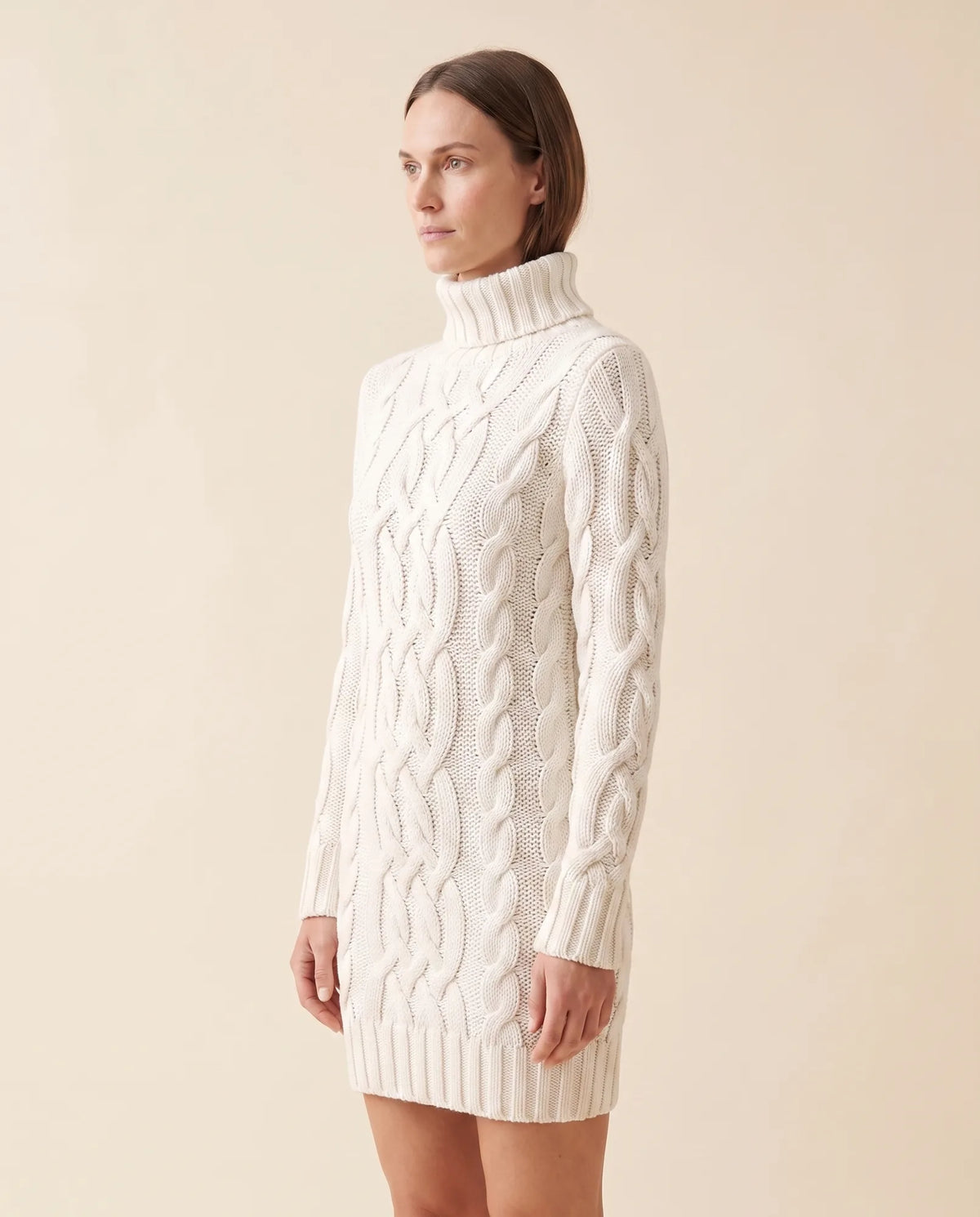 Cecily Sweater Dress for Women - Cable Knit Turtleneck Long Sleeve