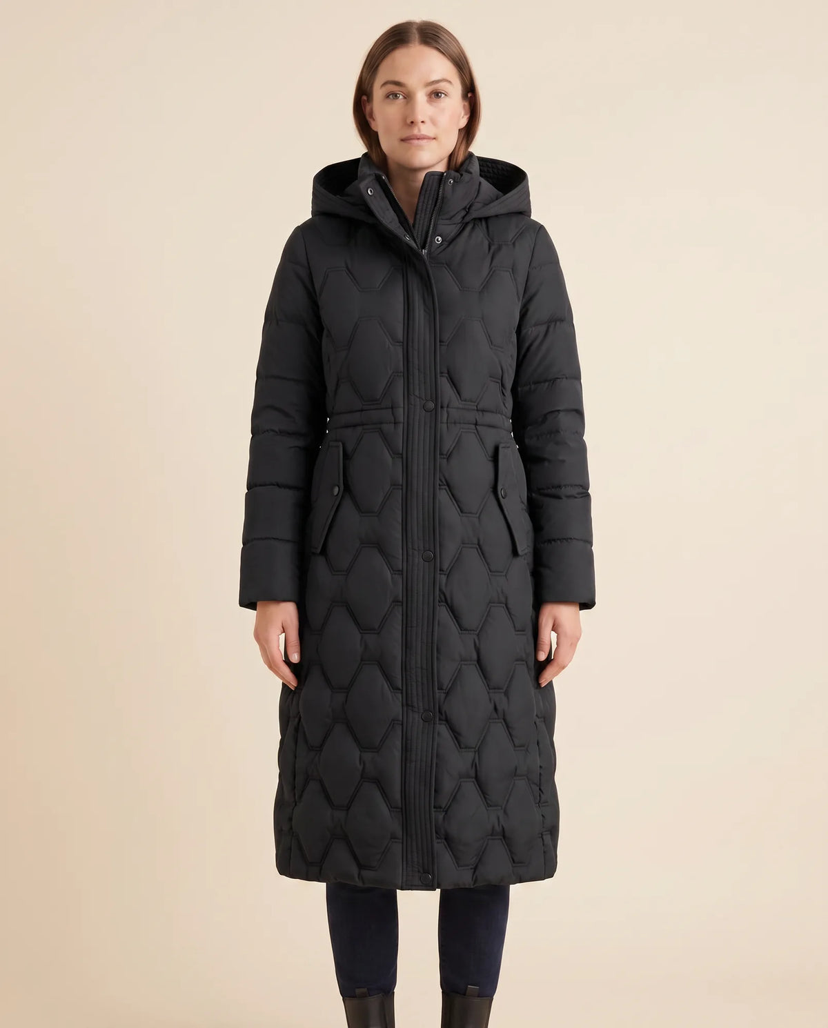 Cora Puffer Coat for Women - Longline Hooded Quilted