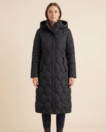 Cora Puffer Coat for Women - Longline Hooded Quilted