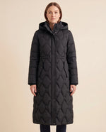 Cora Puffer Coat for Women - Longline Hooded Quilted