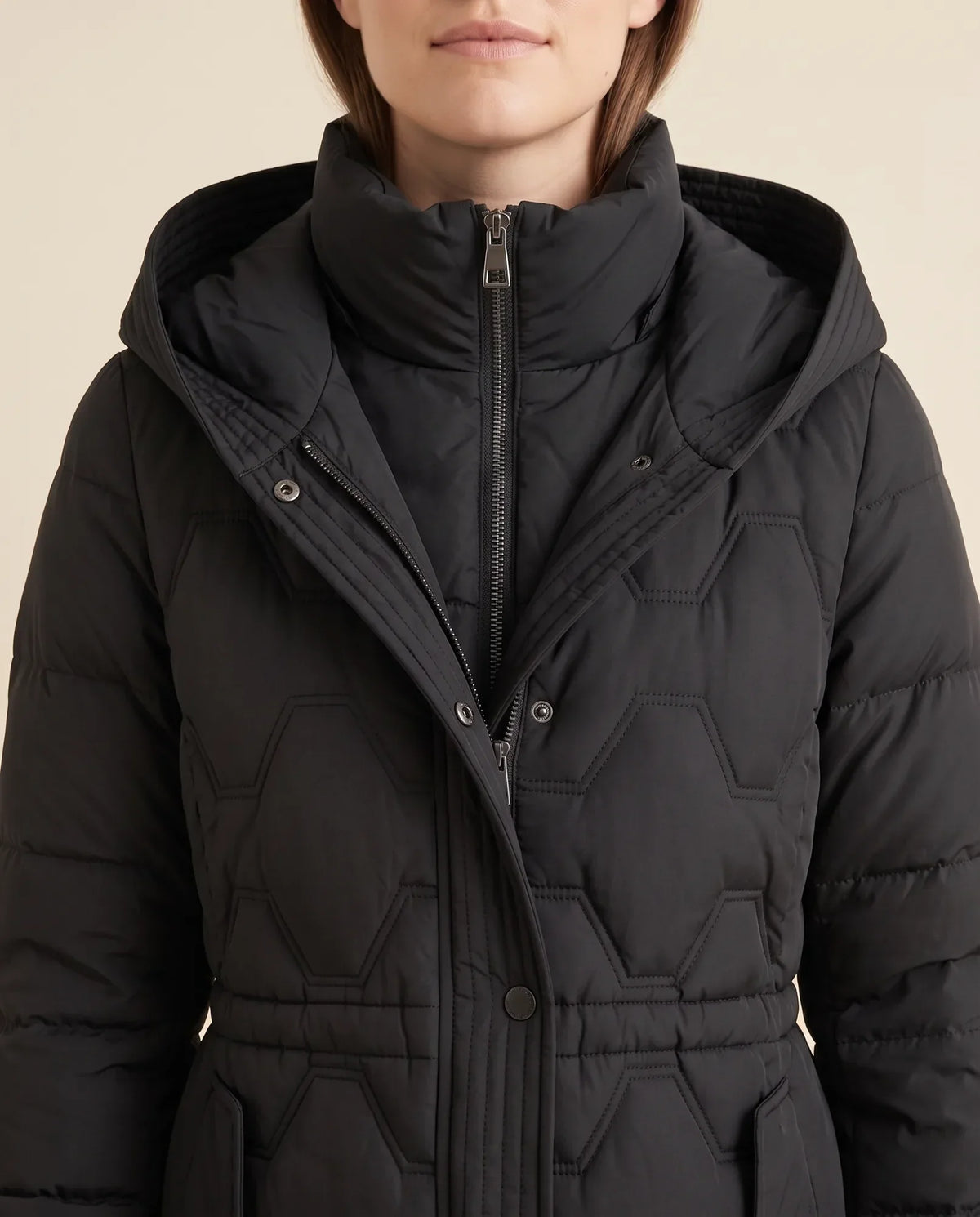 Cora Puffer Coat for Women - Longline Hooded Quilted