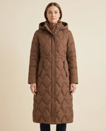Cora Puffer Coat for Women - Longline Hooded Quilted
