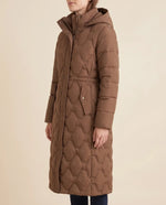 Cora Puffer Coat for Women - Longline Hooded Quilted