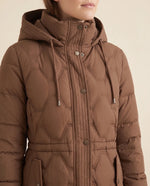 Cora Puffer Coat for Women - Longline Hooded Quilted