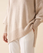 Daphne Sweater for Women - Oversized Asymmetric Hem Crew Neck