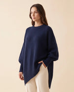 Daphne Sweater for Women - Oversized Asymmetric Hem Crew Neck