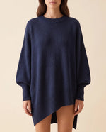 Daphne Sweater for Women - Oversized Asymmetric Hem Crew Neck