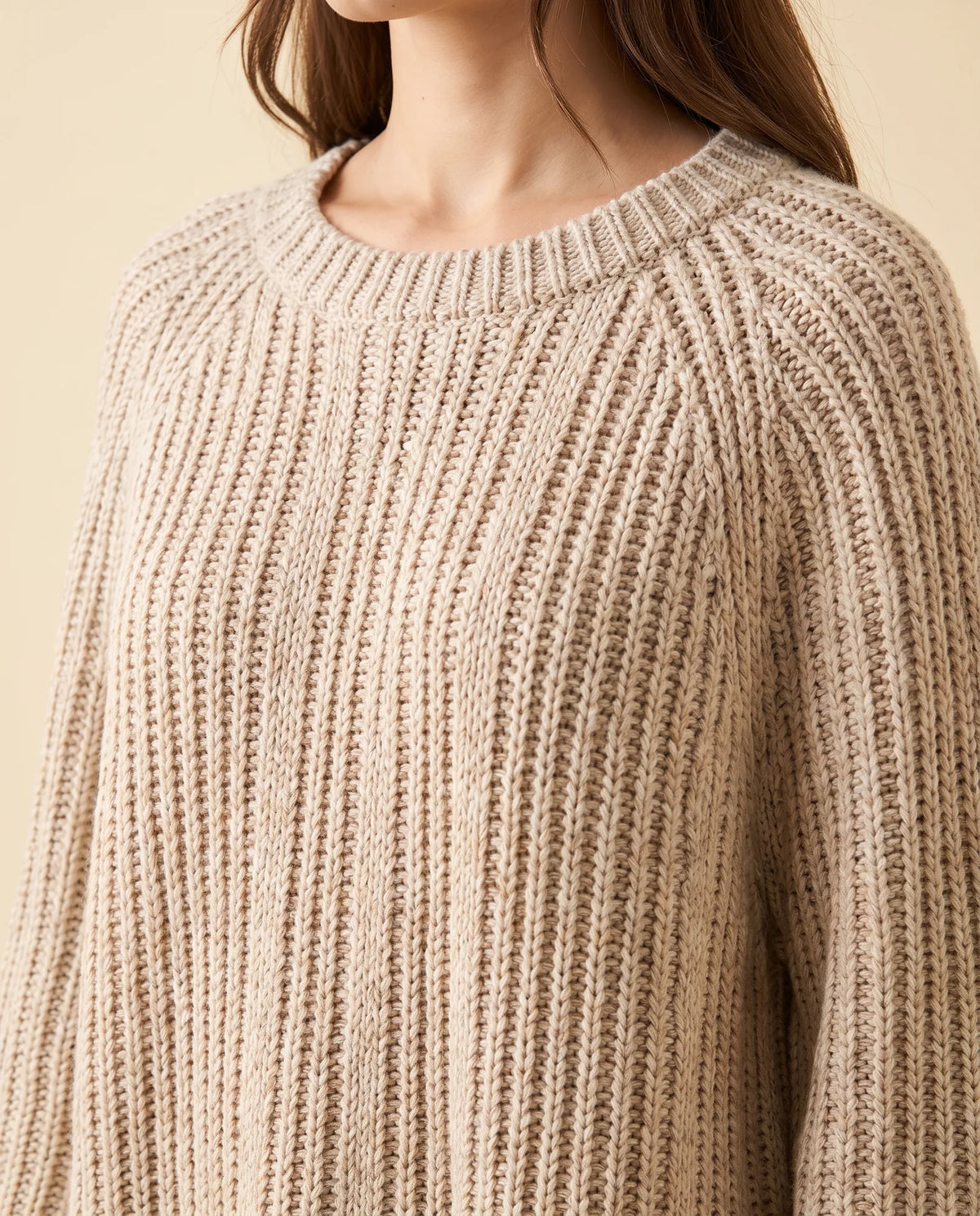 Eloise Sweater for Women - Oversized Poncho-Style Curved Hem Round Neck