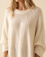 Eloise Sweater for Women - Oversized Poncho-Style Curved Hem Round Neck