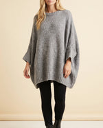 Eloise Sweater for Women - Oversized Poncho-Style Curved Hem Round Neck