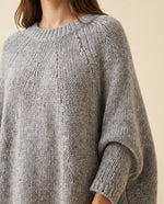 Eloise Sweater for Women - Oversized Poncho-Style Curved Hem Round Neck
