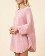 Eloise Sweater for Women - Oversized Poncho-Style Curved Hem Round Neck