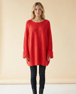 Eloise Sweater for Women - Oversized Poncho-Style Curved Hem Round Neck