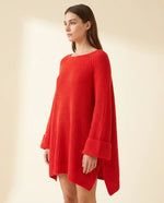 Eloise Sweater for Women - Oversized Poncho-Style Curved Hem Round Neck
