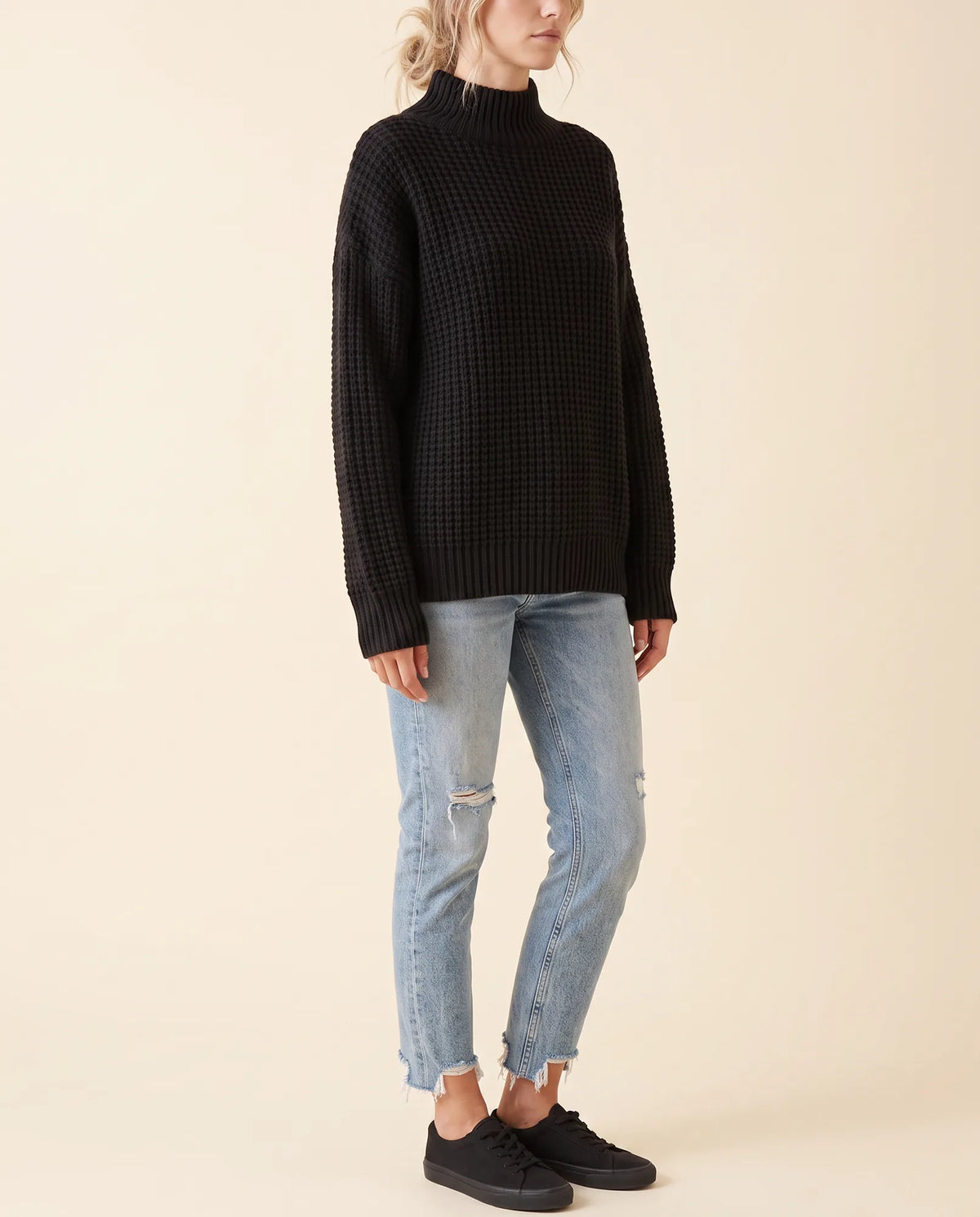 Fern Turtleneck Sweater for Women - Oversized Chunky Knit Drop Shoulder