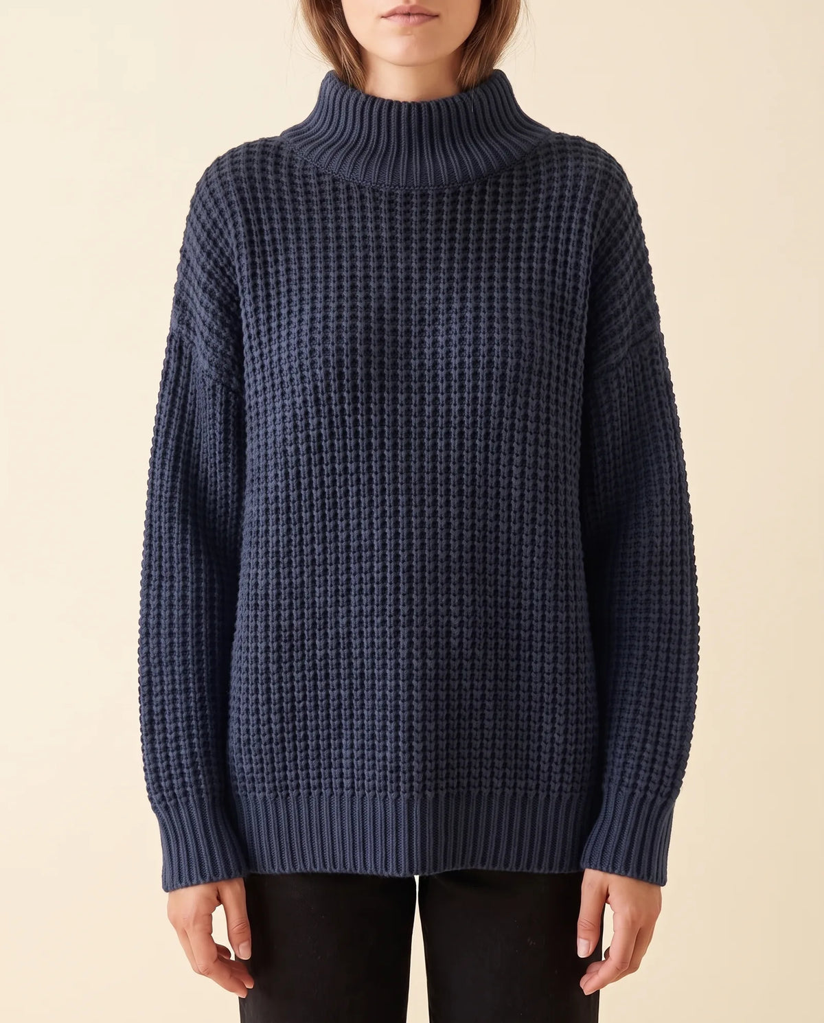 Fern Turtleneck Sweater for Women - Oversized Chunky Knit Drop Shoulder