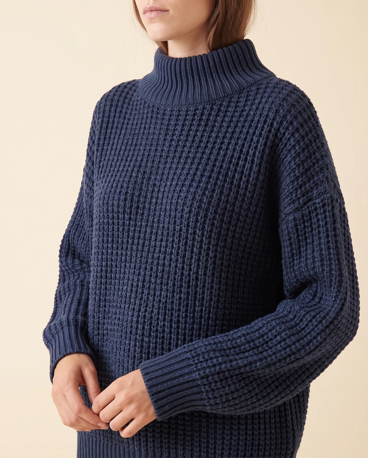 Fern Turtleneck Sweater for Women - Oversized Chunky Knit Drop Shoulder