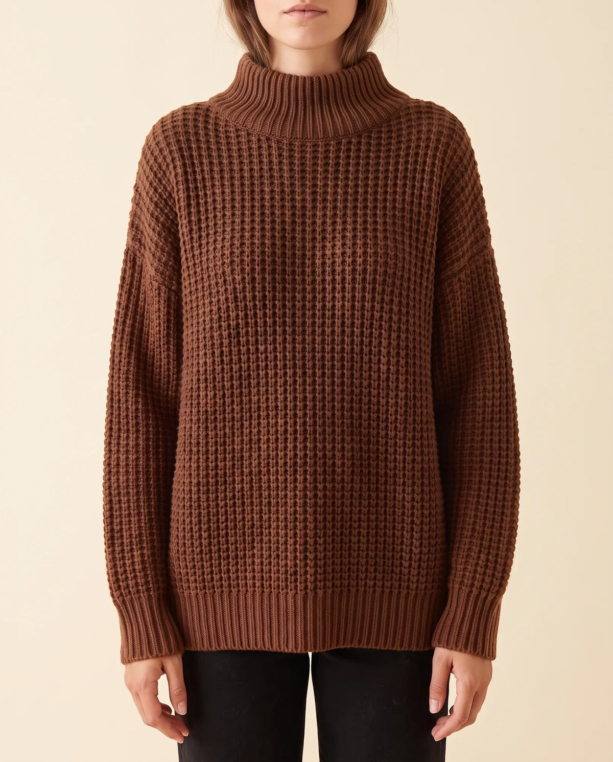 Fern Turtleneck Sweater for Women - Oversized Chunky Knit Drop Shoulder