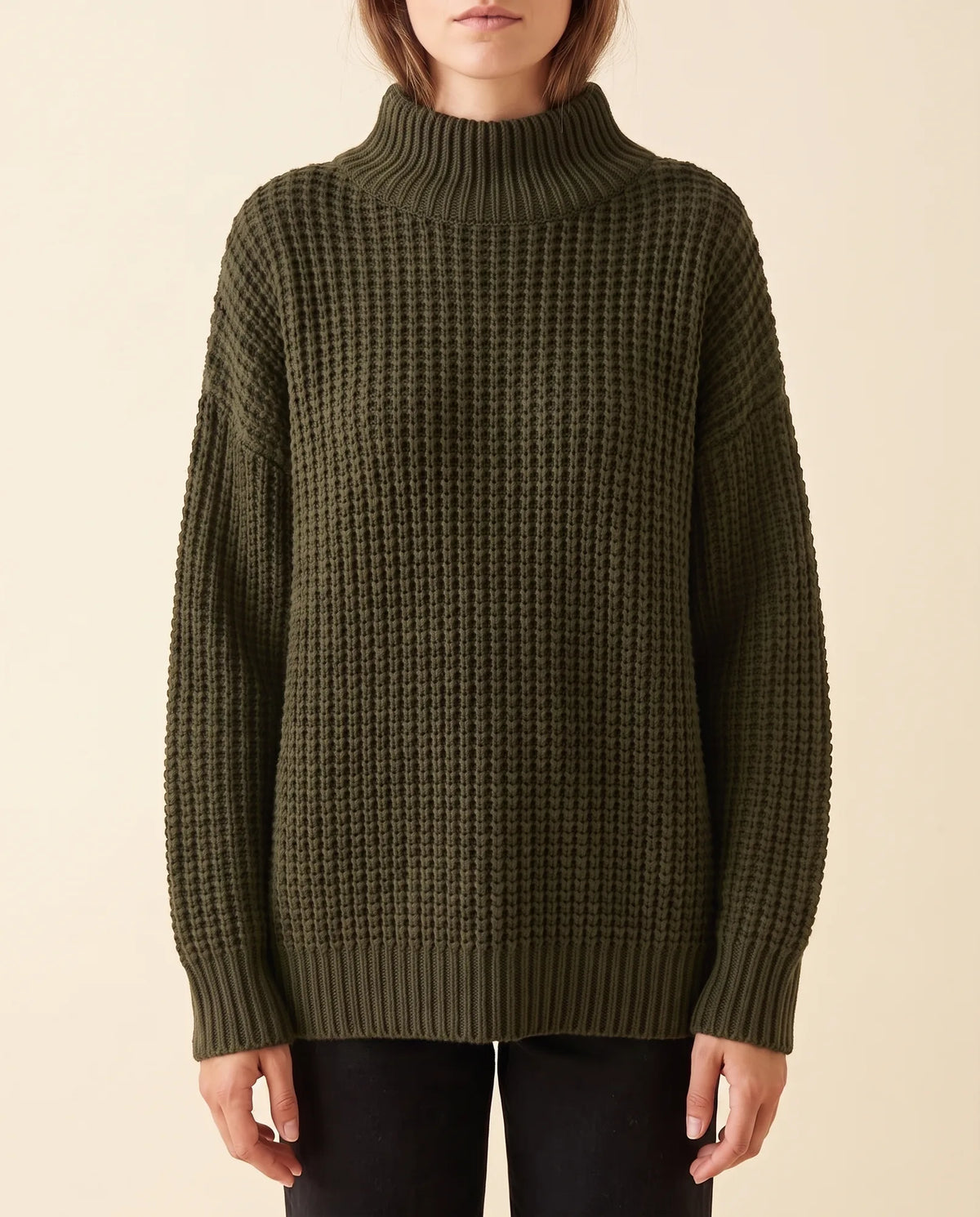 Fern Turtleneck Sweater for Women - Oversized Chunky Knit Drop Shoulder