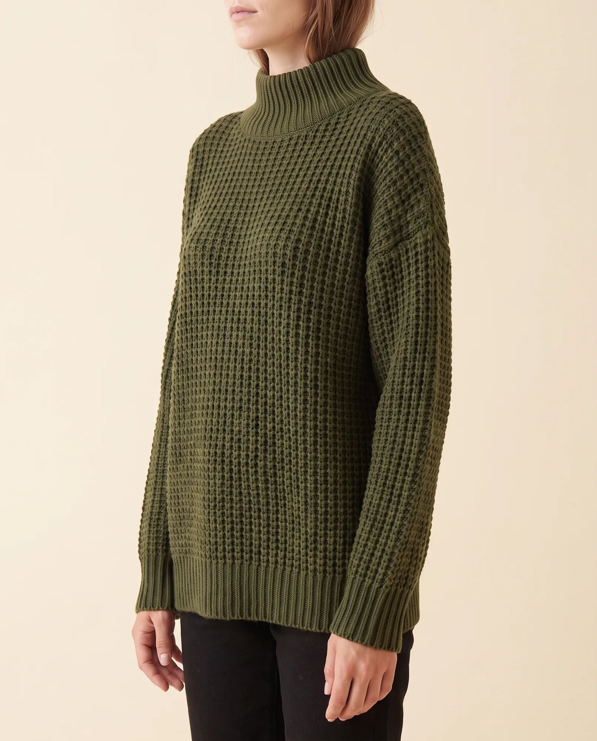 Fern Turtleneck Sweater for Women - Oversized Chunky Knit Drop Shoulder