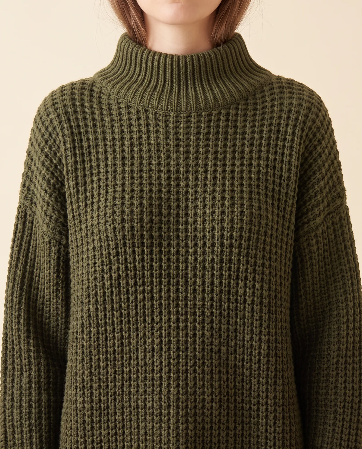 Fern Turtleneck Sweater for Women - Oversized Chunky Knit Drop Shoulder
