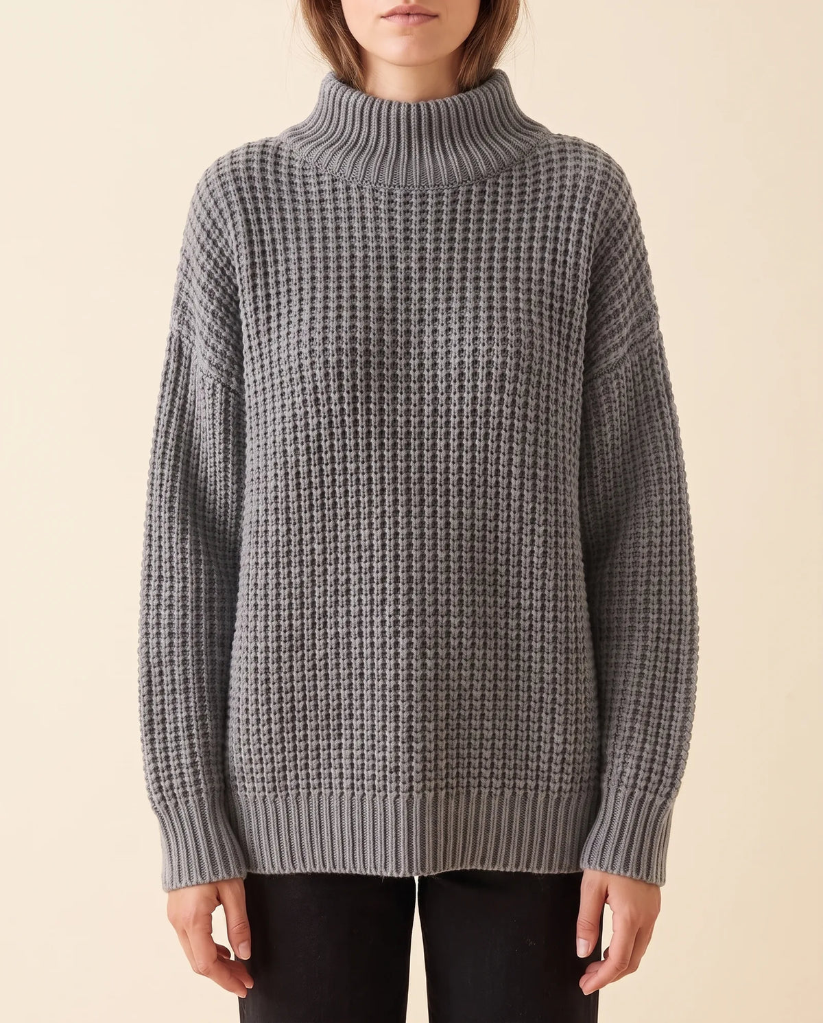 Fern Turtleneck Sweater for Women - Oversized Chunky Knit Drop Shoulder