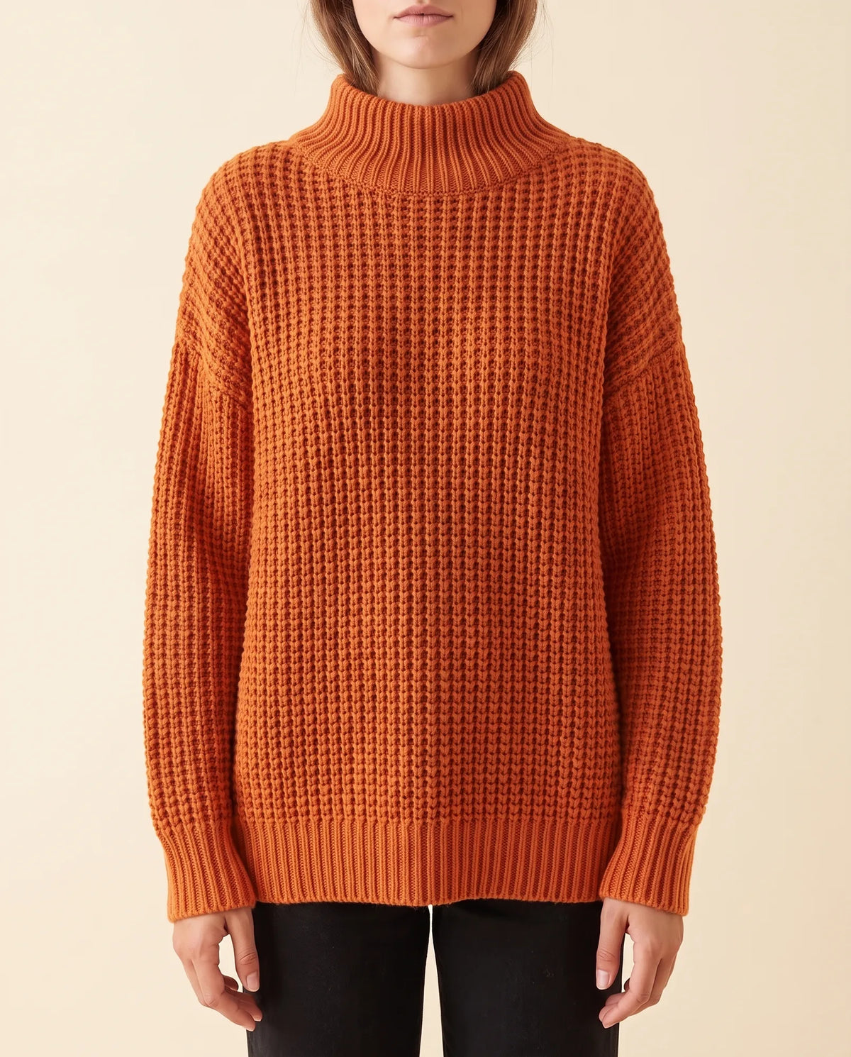 Fern Turtleneck Sweater for Women - Oversized Chunky Knit Drop Shoulder