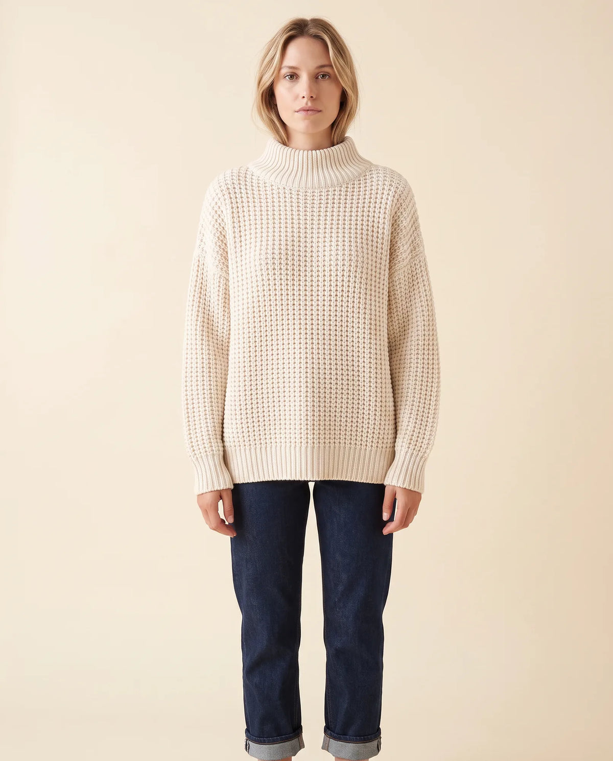 Fern Turtleneck Sweater for Women - Oversized Chunky Knit Drop Shoulder