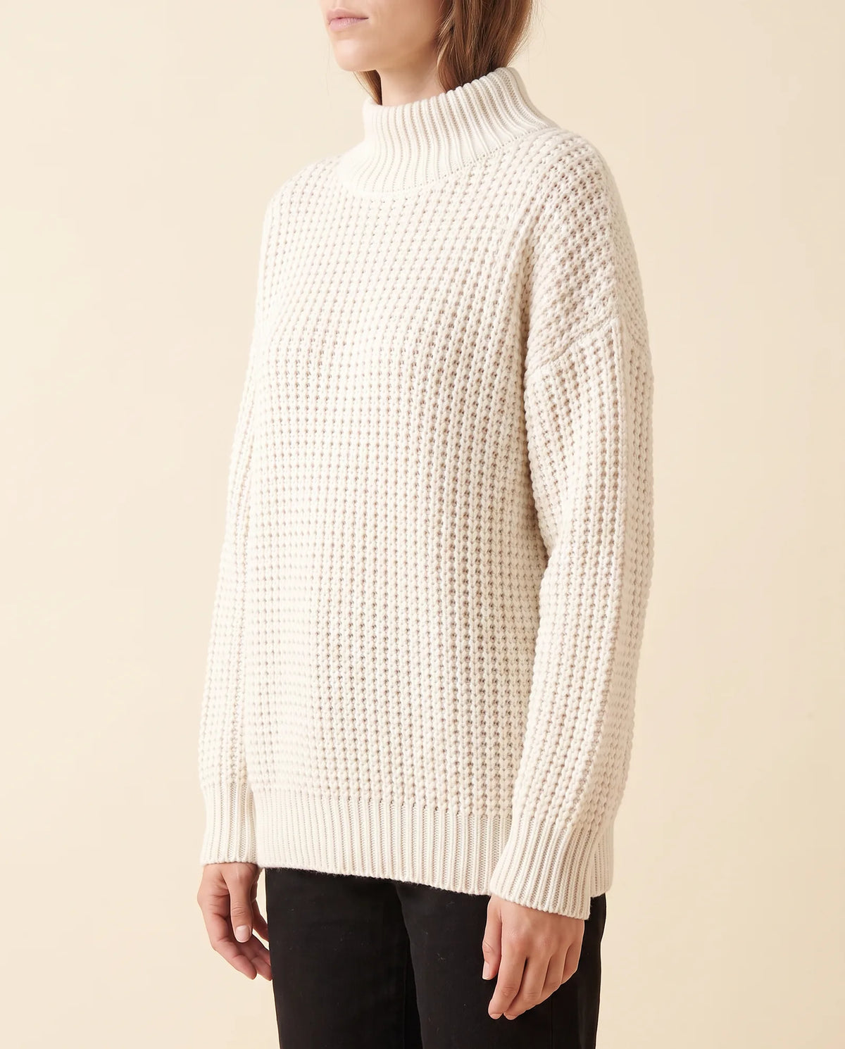 Fern Turtleneck Sweater for Women - Oversized Chunky Knit Drop Shoulder