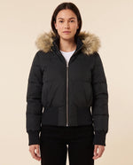 Greta Puffer Jacket for Women - Hooded Ribbed Cuff Zip-Up