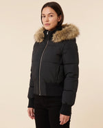Greta Puffer Jacket for Women - Hooded Ribbed Cuff Zip-Up