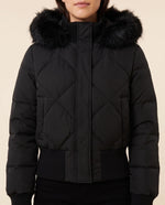 Greta Puffer Jacket for Women - Hooded Ribbed Cuff Zip-Up