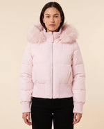 Greta Puffer Jacket for Women - Hooded Ribbed Cuff Zip-Up