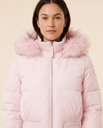 Greta Puffer Jacket for Women - Hooded Ribbed Cuff Zip-Up