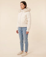 Greta Puffer Jacket for Women - Hooded Ribbed Cuff Zip-Up
