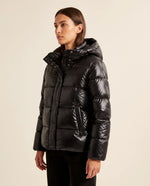 Hazel Puffer Jacket for Women - Slim Fit Hooded Glossy Zip-Up