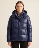 Hazel Puffer Jacket for Women - Slim Fit Hooded Glossy Zip-Up