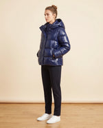 Hazel Puffer Jacket for Women - Slim Fit Hooded Glossy Zip-Up