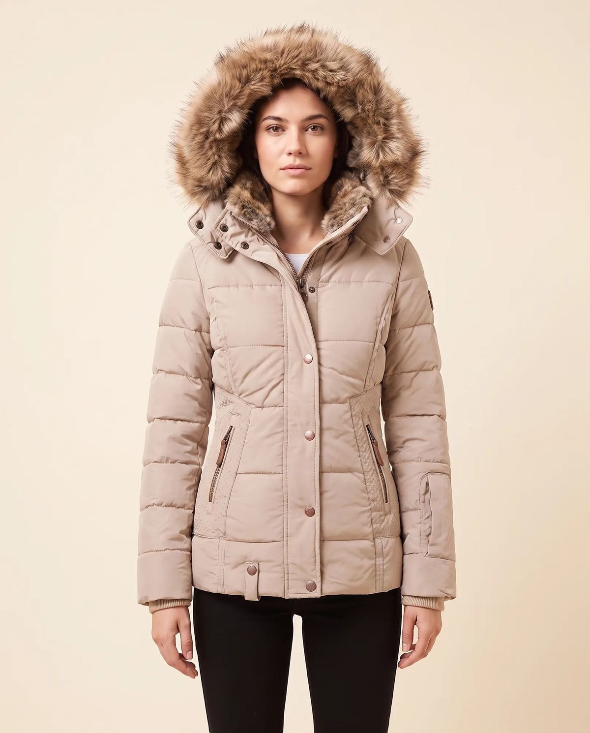 Iris Puffer Jacket for Women - Hooded Padded Winter Zip-Up