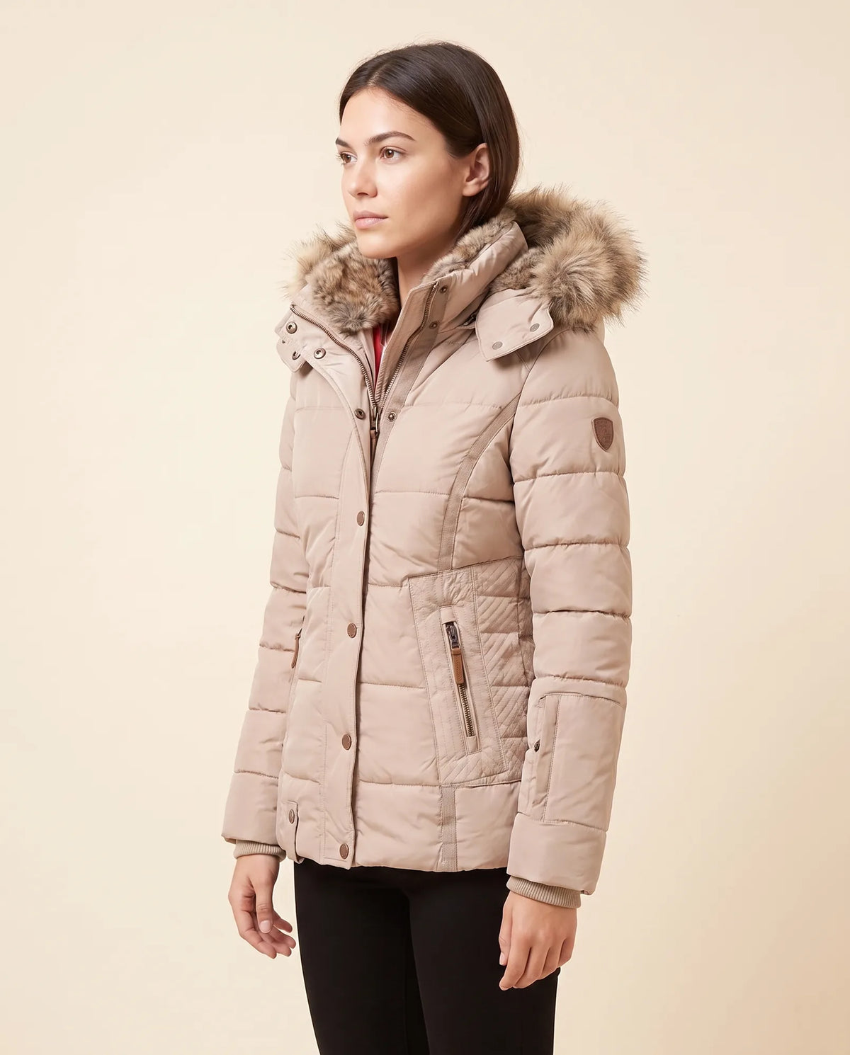 Iris Puffer Jacket for Women - Hooded Padded Winter Zip-Up