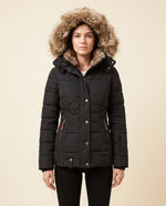 Iris Puffer Jacket for Women - Hooded Padded Winter Zip-Up
