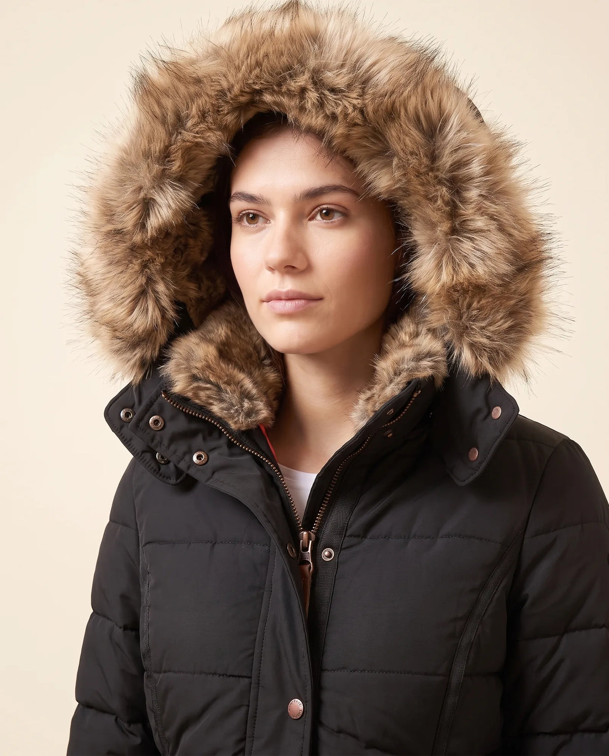 Iris Puffer Jacket for Women - Hooded Padded Winter Zip-Up