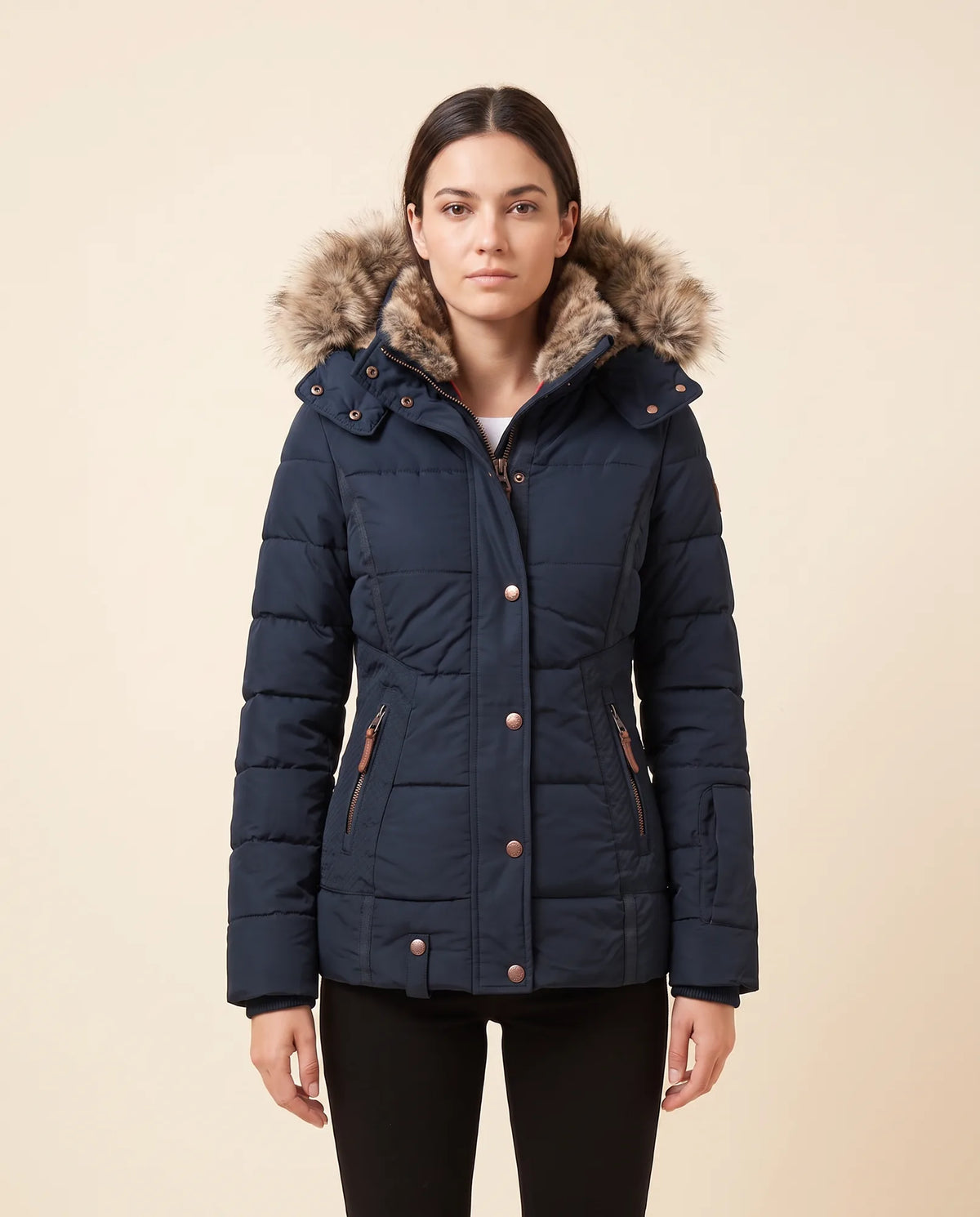 Iris Puffer Jacket for Women - Hooded Padded Winter Zip-Up