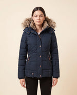 Iris Puffer Jacket for Women - Hooded Padded Winter Zip-Up