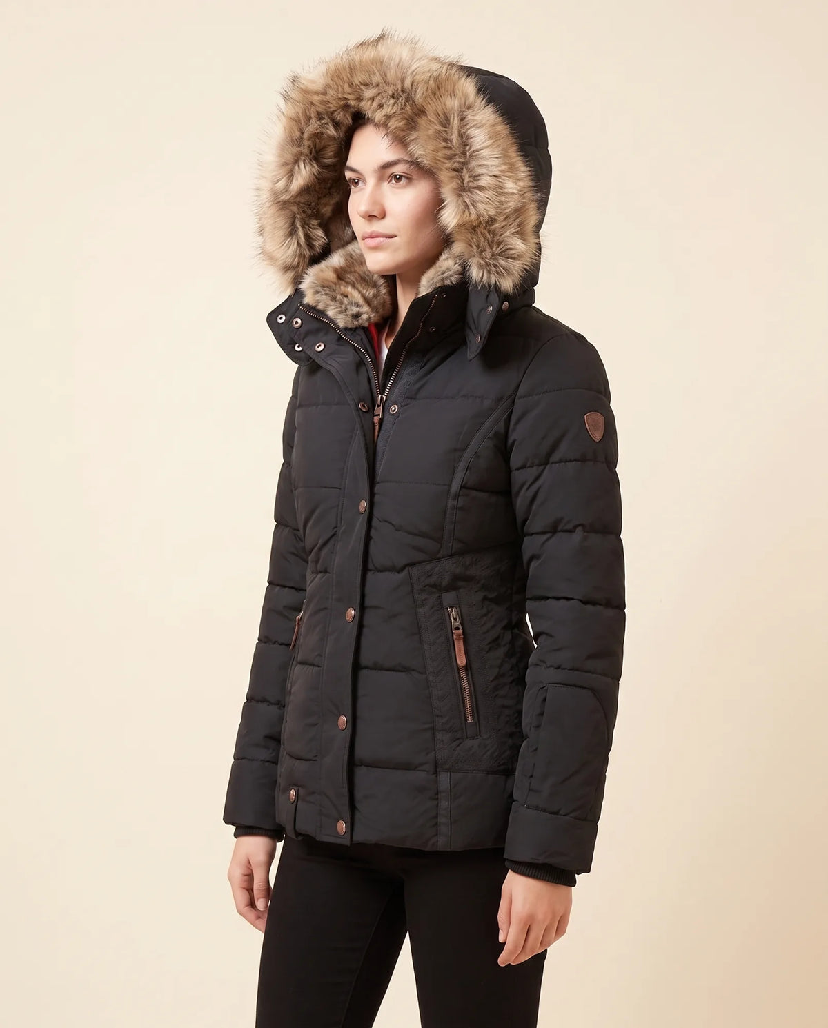 Iris Puffer Jacket for Women - Hooded Padded Winter Zip-Up