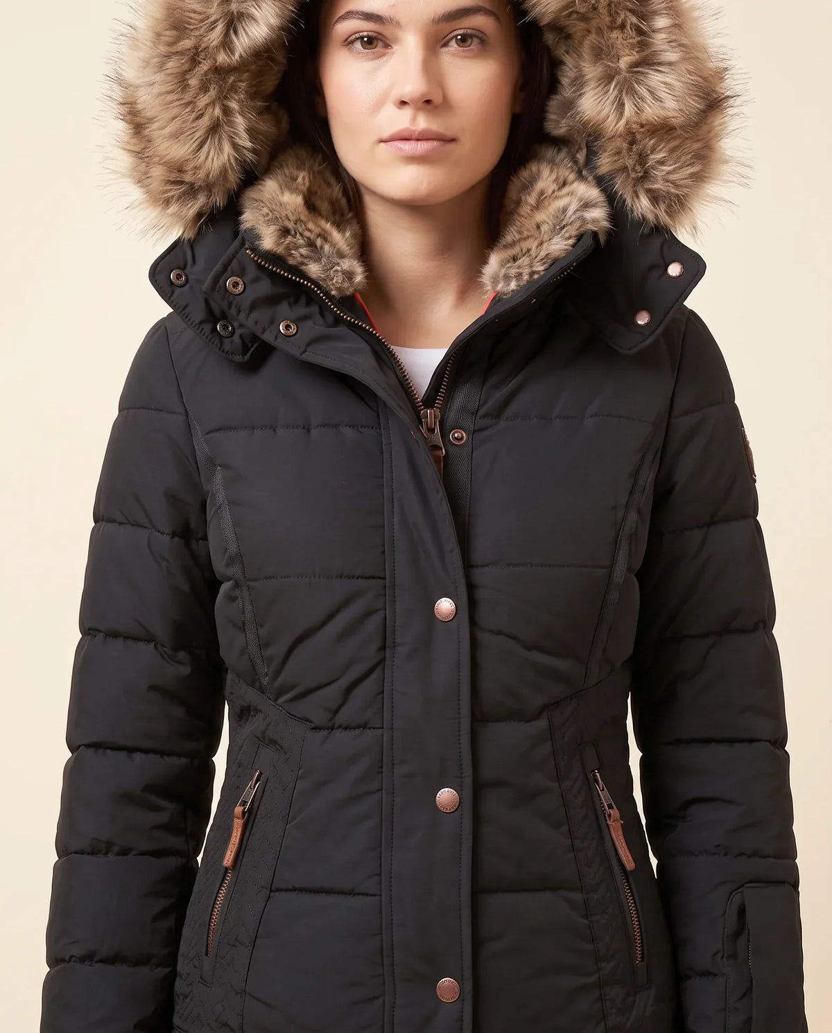 Iris Puffer Jacket for Women - Hooded Padded Winter Zip-Up