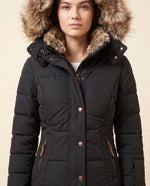Iris Puffer Jacket for Women - Hooded Padded Winter Zip-Up